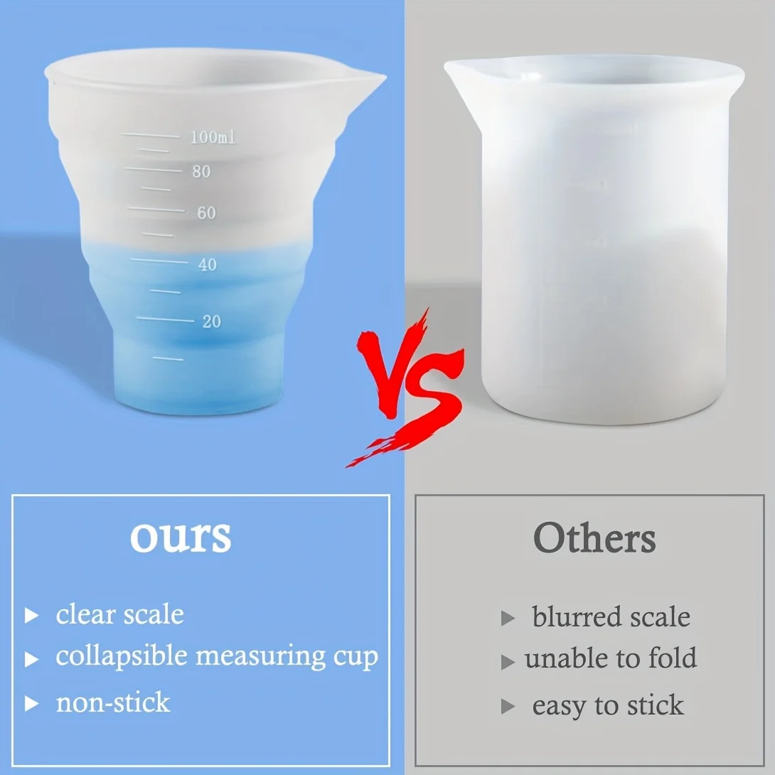 50-500ml Foldable Silicone Measuring Cup Multi-spec Portable Liquid Container Silicone Mixing Cup For DIY Epoxy Resin Jewelry H
