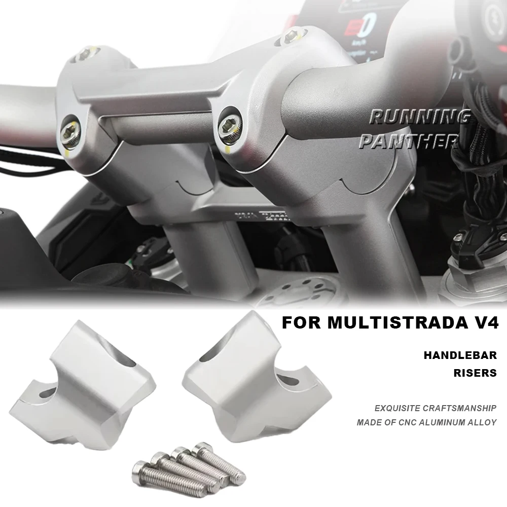 

New Handlebar Riser For Ducati Multistrada V4 MULTISTRADA V4 Motorcycle Handlebars Back Move Mount Accessories Silver