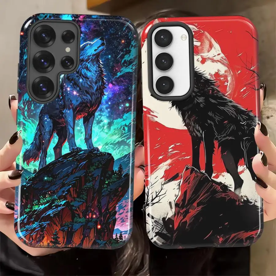 Phone Case for Samsung Galaxy S26 Ultra S24 Ultra S23 S25Ultra A26 S20 FE A36 A16 A56 Soft Cover Capa Wolf Forest