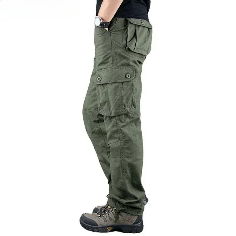 Handsome Men's Pants Overalls Cargo  Men Loose Straight Military Tactical  Street Running Training Sports Jogger Pants