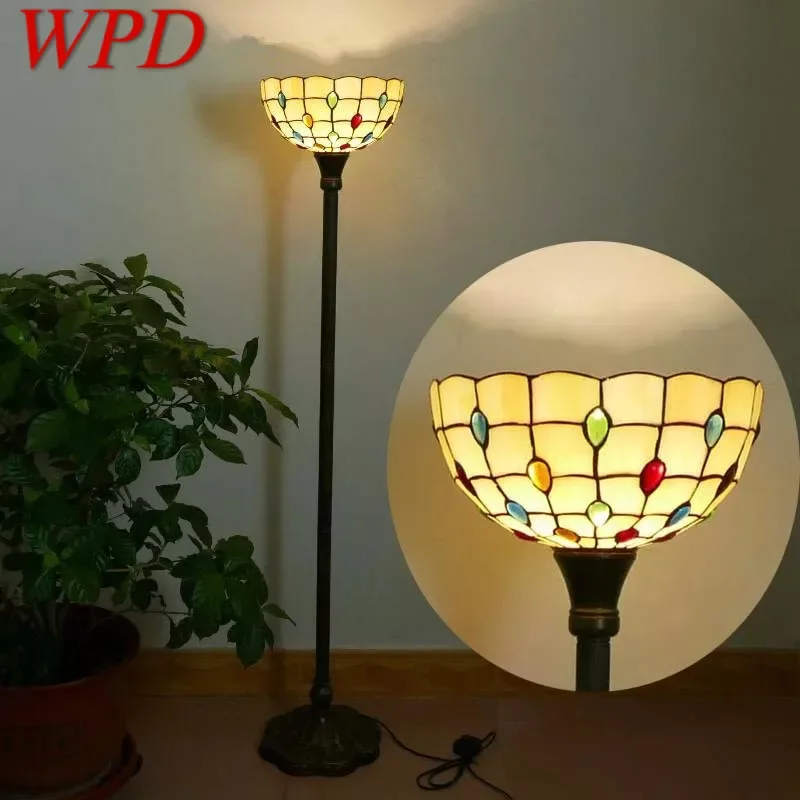 

WPD Tiffany Floor Lamp American Retro Living Room Bedroom Lamp Country Stained Glass Floor Lamp