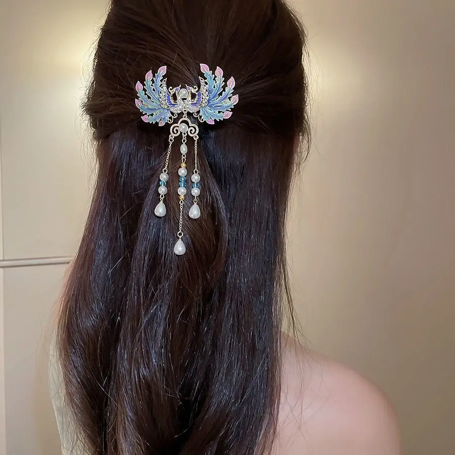 

Female Chinese Style Rainbow Phoenix Tassel Barrettes Popular Hair Clip for Women Girls 2025 New Headdress Hair Accessories