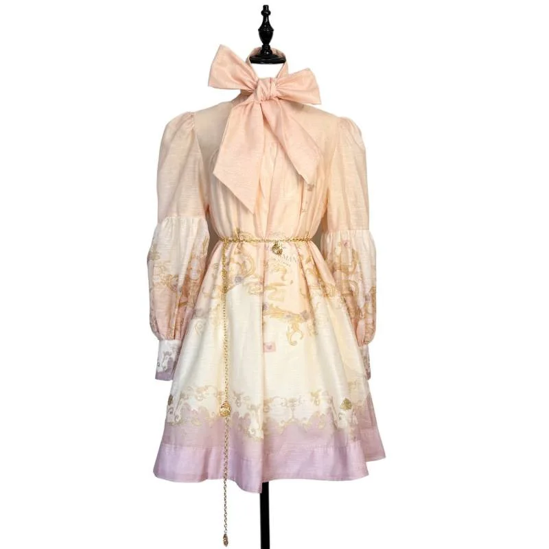 Vintage Sle Loose Fit ort Dr met Lantern Sve Paraplu Rok Dames Faion ow Stopper Thi Velvet Fabric