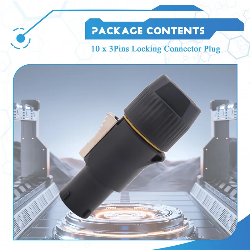 

ABGE-10Pcs NAC3FX-W NAC3MX-W 3Pins True Locking Connector Plug Jack PA66 Material IP65 Grade Waterproof 10 Female Plugs