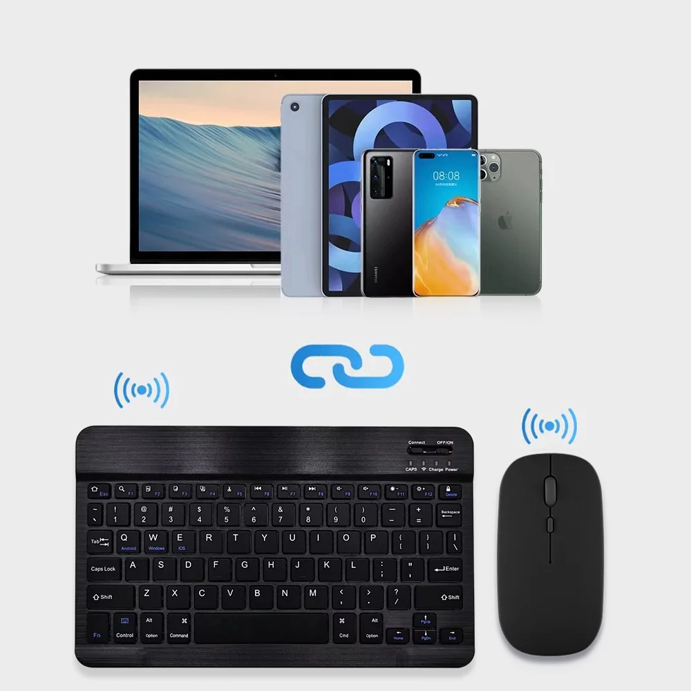 Teclado Sem Fio Bluetooth para Xiaomi, iOS, Android, Windows, iPad, Tablet, iPad Air, Mini, Pro, em Espanhol e Coreano