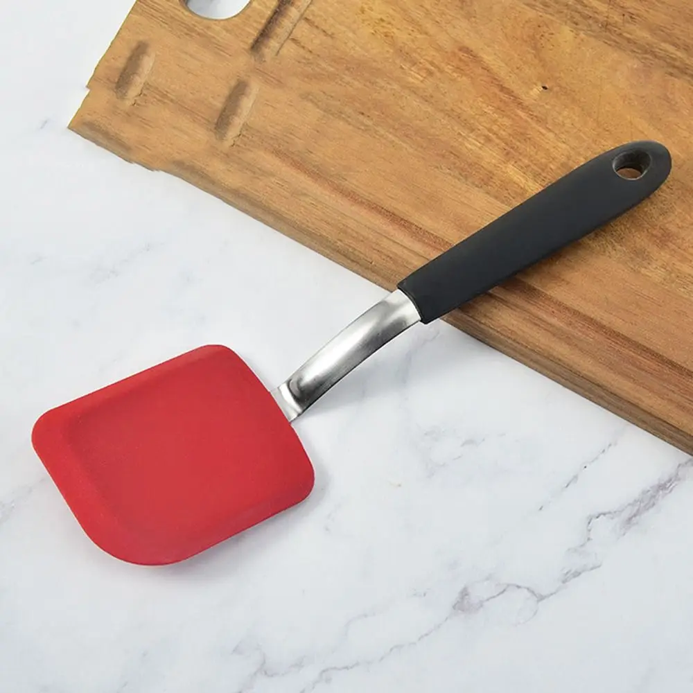 Non-Stick Silicone Frying Spatula Long Handle Food Grade Kitchen Turner No Scratch Soft Head Flexible Flipper Shovel Steak