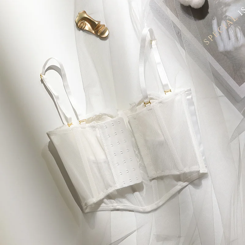 Chaleco de encaje para mujer, ropa interior, almohadilla Base, Top de tubo de una pieza, Top de verano que aumenta la cintura, ort Sle Slim Fit de poliéster