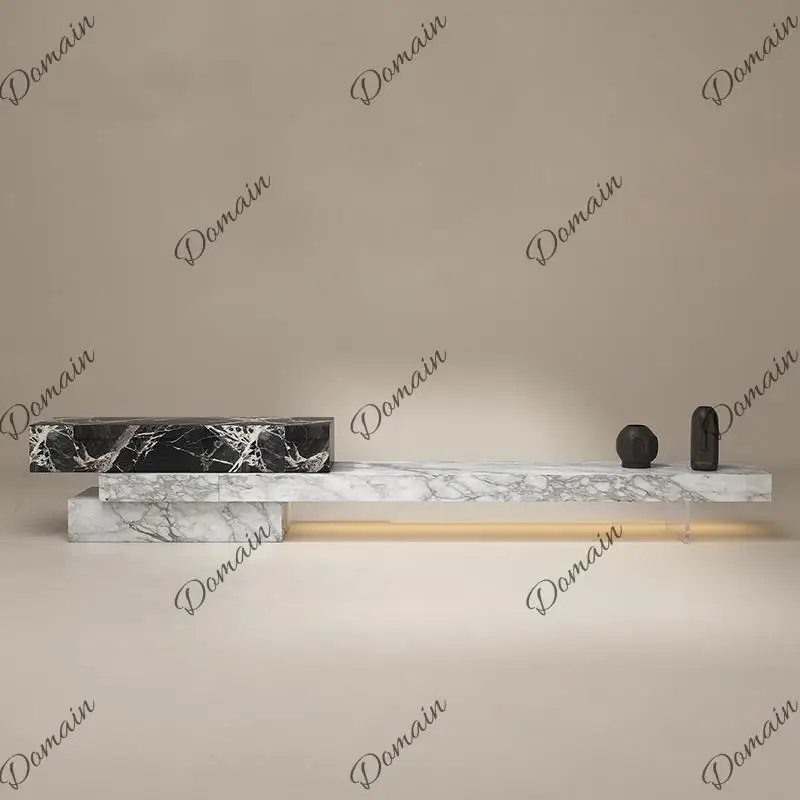Any Size Custom Italian Luxury Natural Marble TV Console Water Resistant Scratch Proof EO Certified Villa Entertainment Customiz
