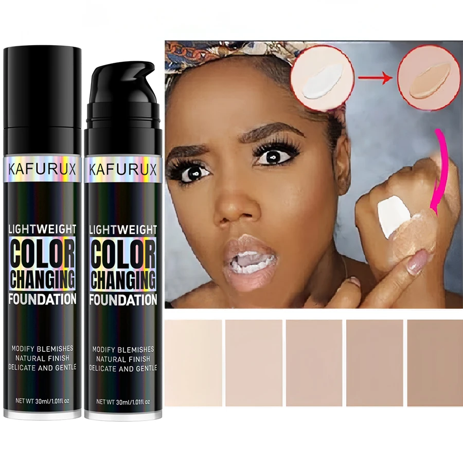 1PC Magic Color Changing Foundation Liquid Soft Matte Long Lasting Hydrating Makeup Base Cream for All Different Skin Tone