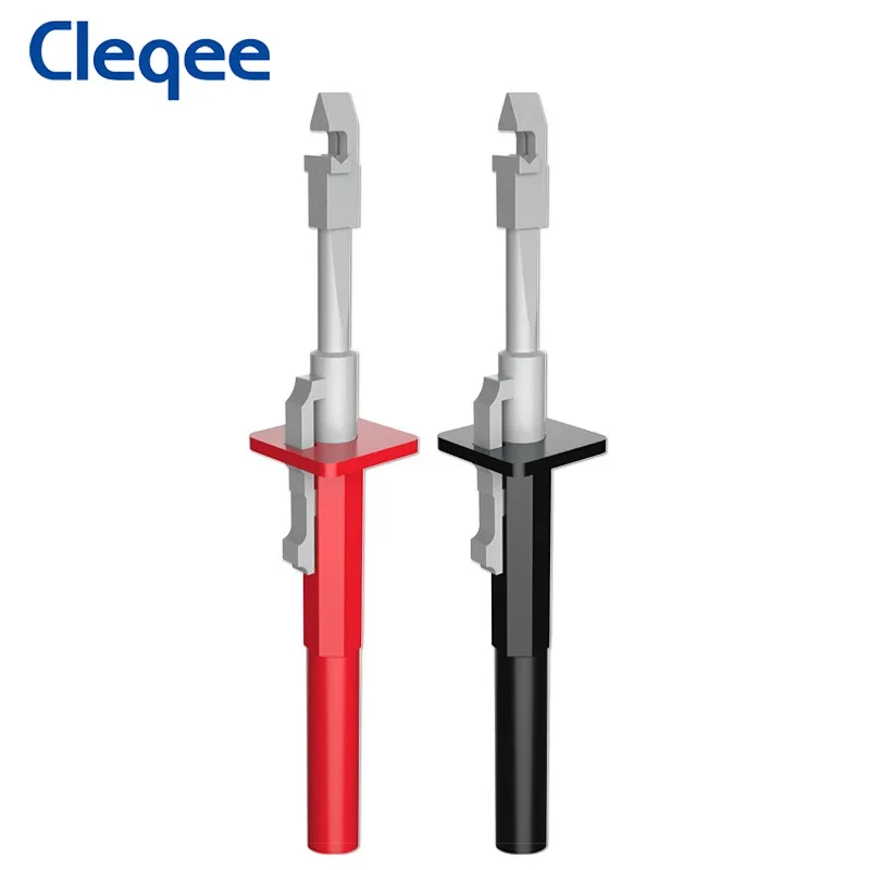 Cleqee P5006 2PCS Insulated Test Hook Clip Wire Piercing Probe with 4mm Socket Bulit-in High Qulity Spring DIY Tool