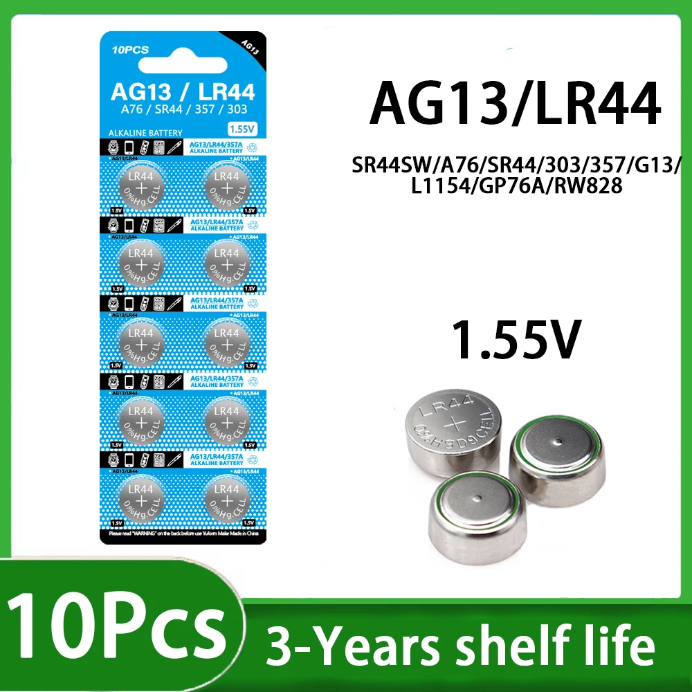 10-100 adet 1.55V AG13 LR44 düğme piller LR44 L1154 RW82 SR1154 SP76 Pila SR44 LR1154 düğme pil izle oyuncaklar için uzaktan kumanda