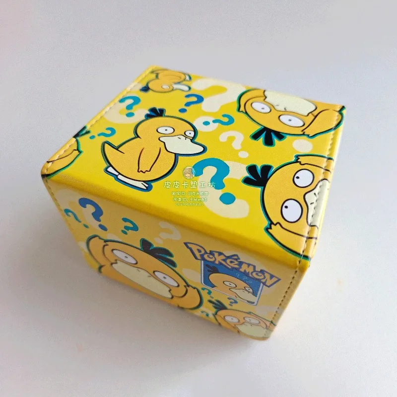 

10.2x9.5x 8.2cm Diy Psyduck Theme PTCG DTCG WS Universal Game Collection Card Storage Box Leather Custom Card Protection Box