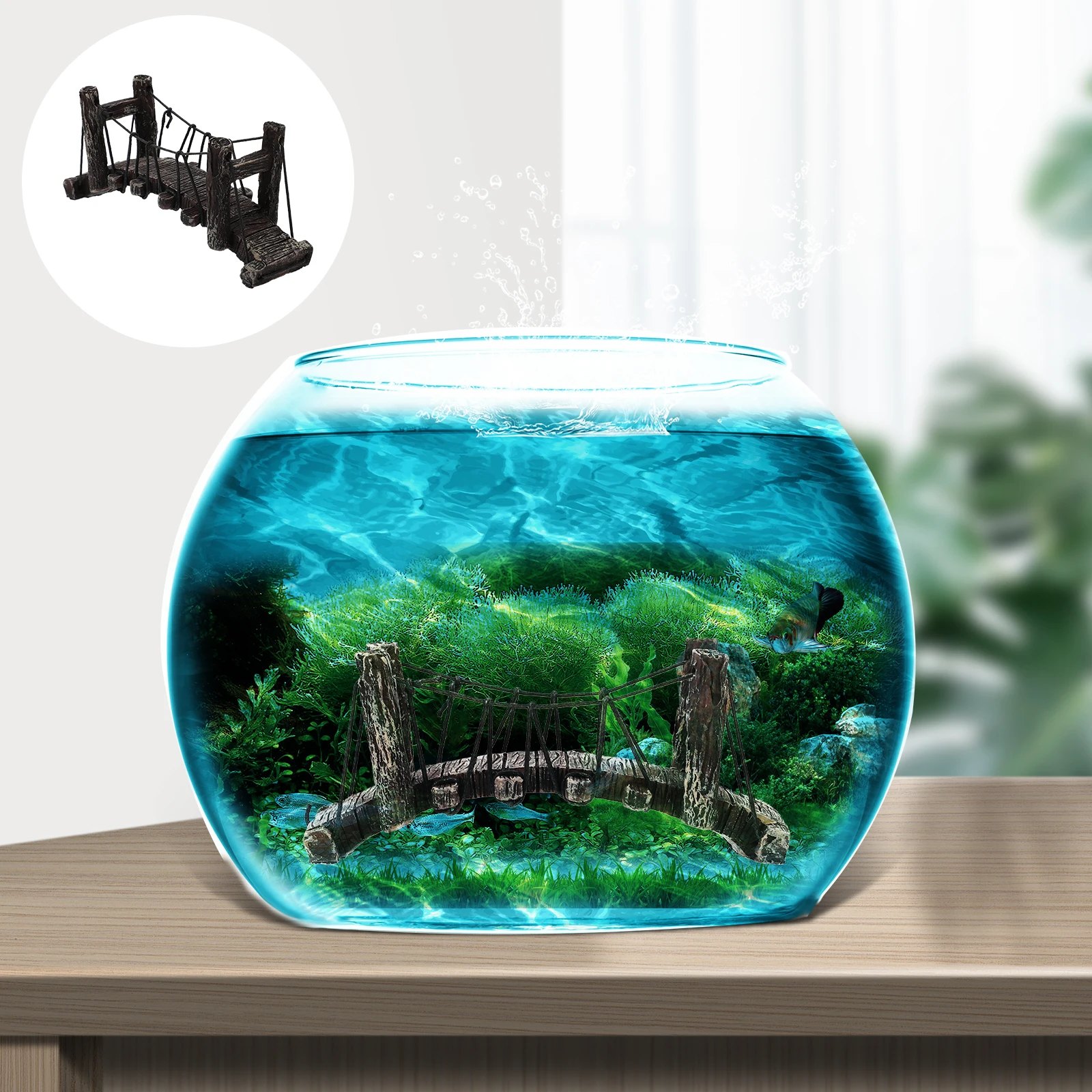 

Synthetic Resin Aquarium Fish Tank Bridge Ornament Turtle Climbing Platform Landscape Decoration Aquatic Aquarium Underwater