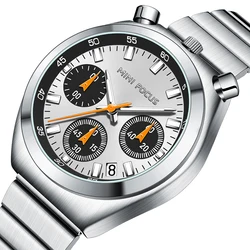 MINI FOCUS-Montre à Quartz pour Femme, Bracelet en Acier Inoxydable, Chronographe, Aiguilles Shoes, Argent, Vert, Mode, Date, 0491