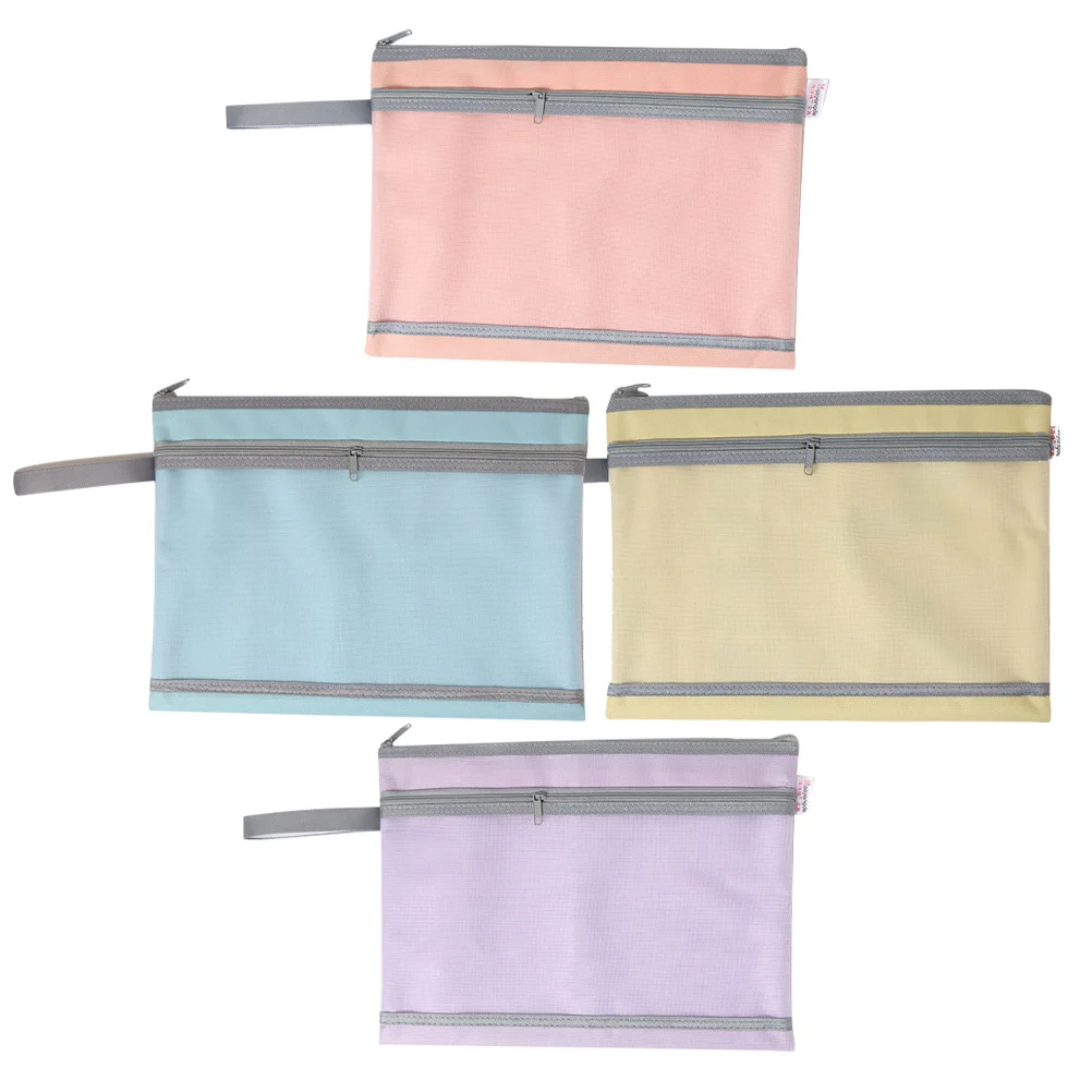 

4Pcs A4 Document Organizer Pouch Large Capacity Visible File Bag Zipper Storage for Papers Files School Office Supplies