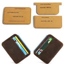 1 Set DIY Leather Handmade Card Holder Double Coin Card Storage Bag Sewing Pattern Hard Kraft Paper Stencil Template 7*10*0.5cm