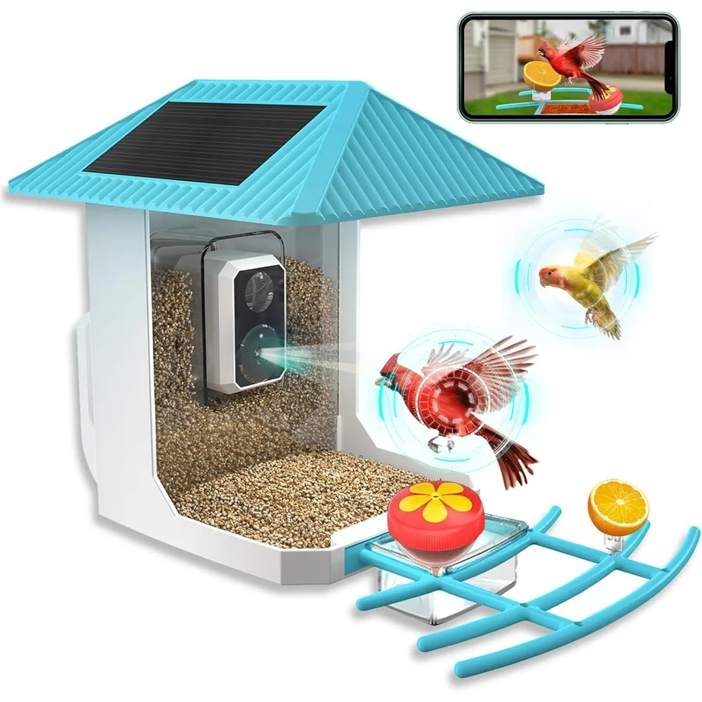 

Bird Feeder with Camera, 2K Ai Smart Bird Feeders for Outdoors with Solar Powered, Live View, Instant Arrival Alerts, Bird Video