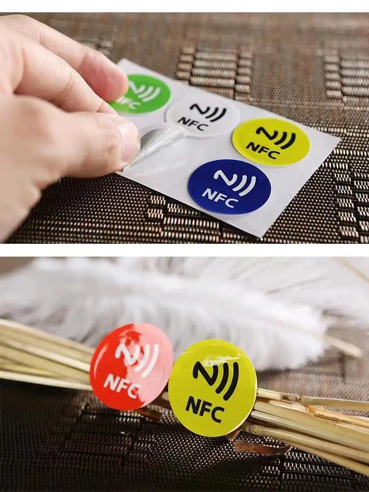 10Pcs Coloful Fast Reading Tag NFC Sticker 13.56 MHZ 540Bytes RFID NFC Tag Stickers Adhesive Labels for NFC Phones Self-adhesive