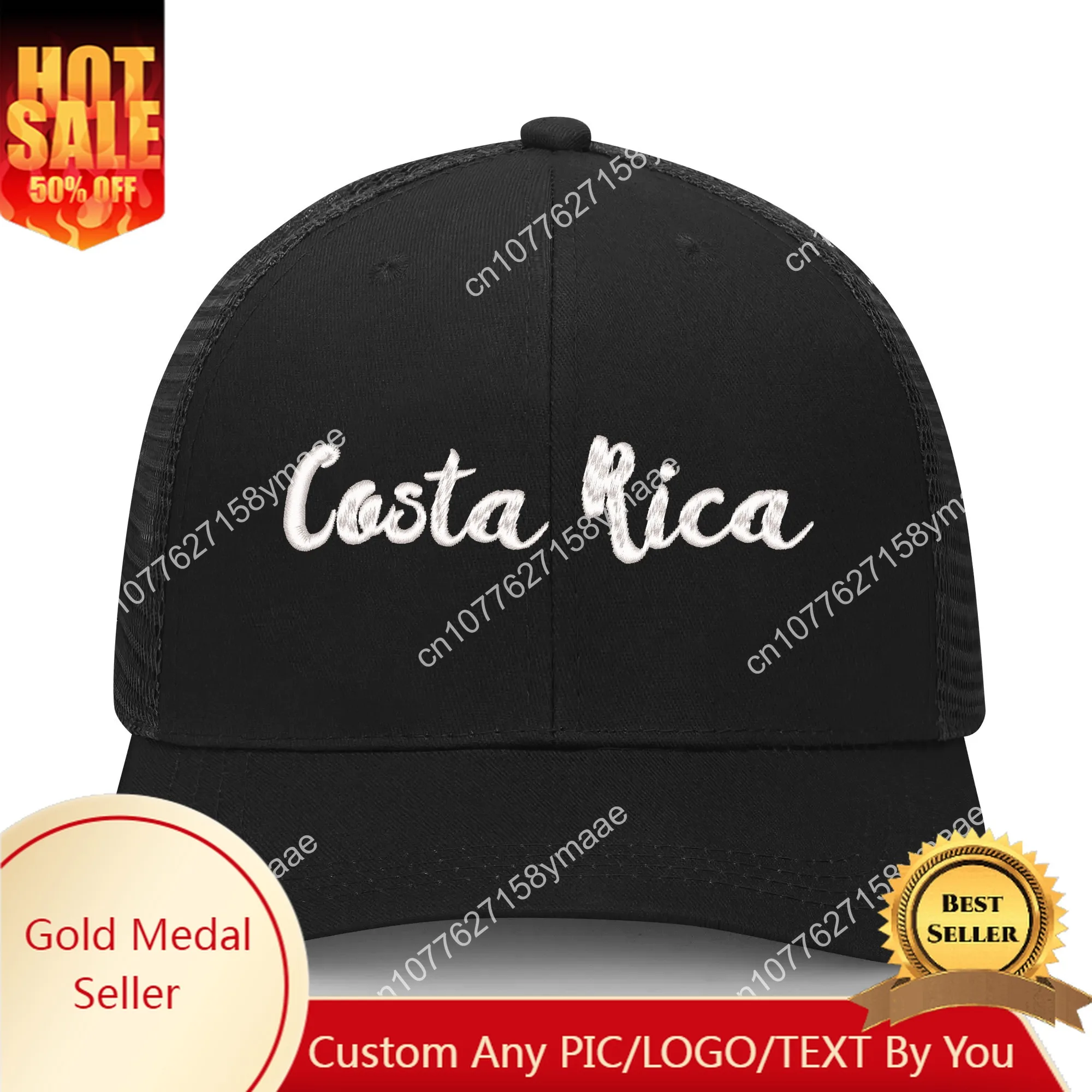 Costa Rica Flag Embroidery Hat Mens Womens Sports Baseball Hat Breathable Mesh Summer Sun Visor Headwear Custom Made Caps Logo