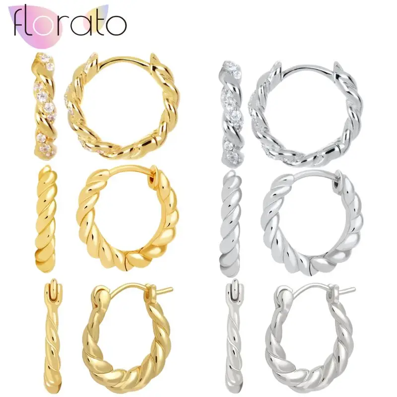 925 Sterling Silver Needle Luxury Irregular Plain Twist Hoop Earrings Women's High-end Fashionable Versatile Earrings Jewelry