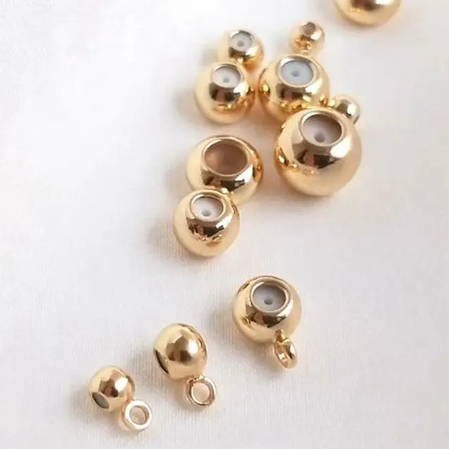 14K Gold Ribbon Hanging Silicone Gel Plug Adjusting Bead Chain Positioning Bracelet Abacus Bead DIY Accessories