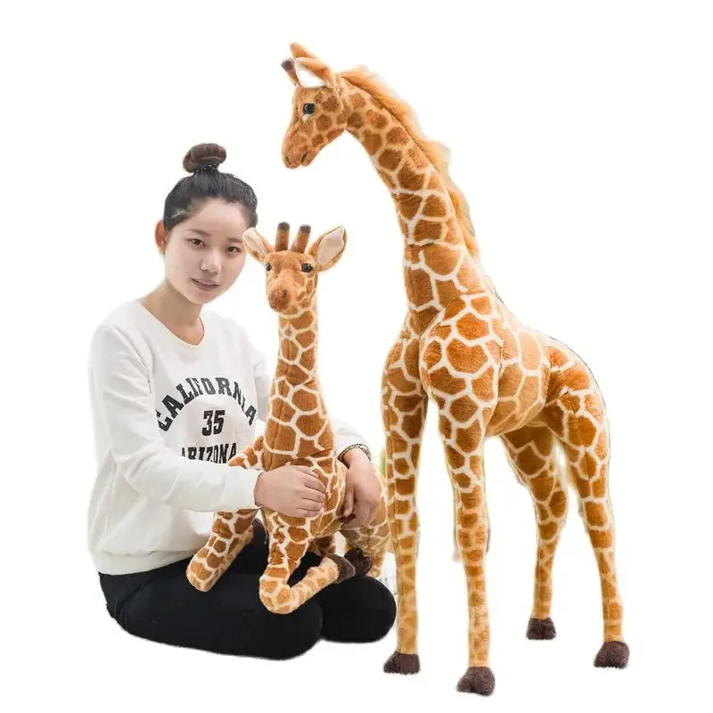 120cm Huge Real Life Giraffe Decor Plush Toys Cute Stuffed Animal Dolls Soft Simulation Giraffe Doll High Quality Birthday Gift