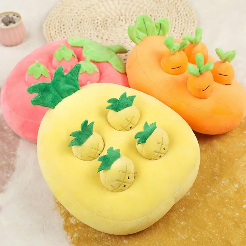 Dog Carrot Plush Toy Carrots Enrichment Dog Puzzle Toys Interactive Cat Toys Strawberry Farm Carrot Pulling Toy Pineapple Doll