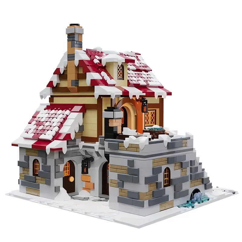 MOC Winter Architecture Building Blocks Sets Christmas Snowhouse Bricks Model House Building Blocks Toy for Kids Christmas Gifts