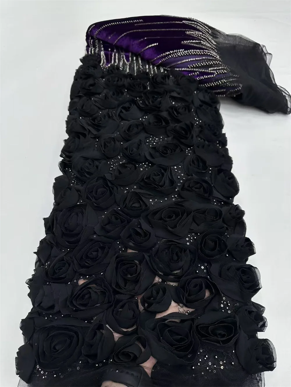 High Quality Beaded Lace Fabric For Wedding Fabric Material Onion Color Bridal Lace Luxury African Lace Fabric with Sequin H55-1