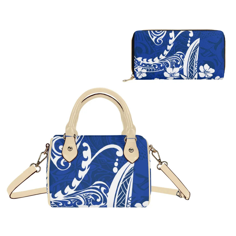

Customizable Polynesian Two Piece Set Womens Pillow Tote Crossbody Bag Samoa Floral Print Pu Fashion Handbag Collection