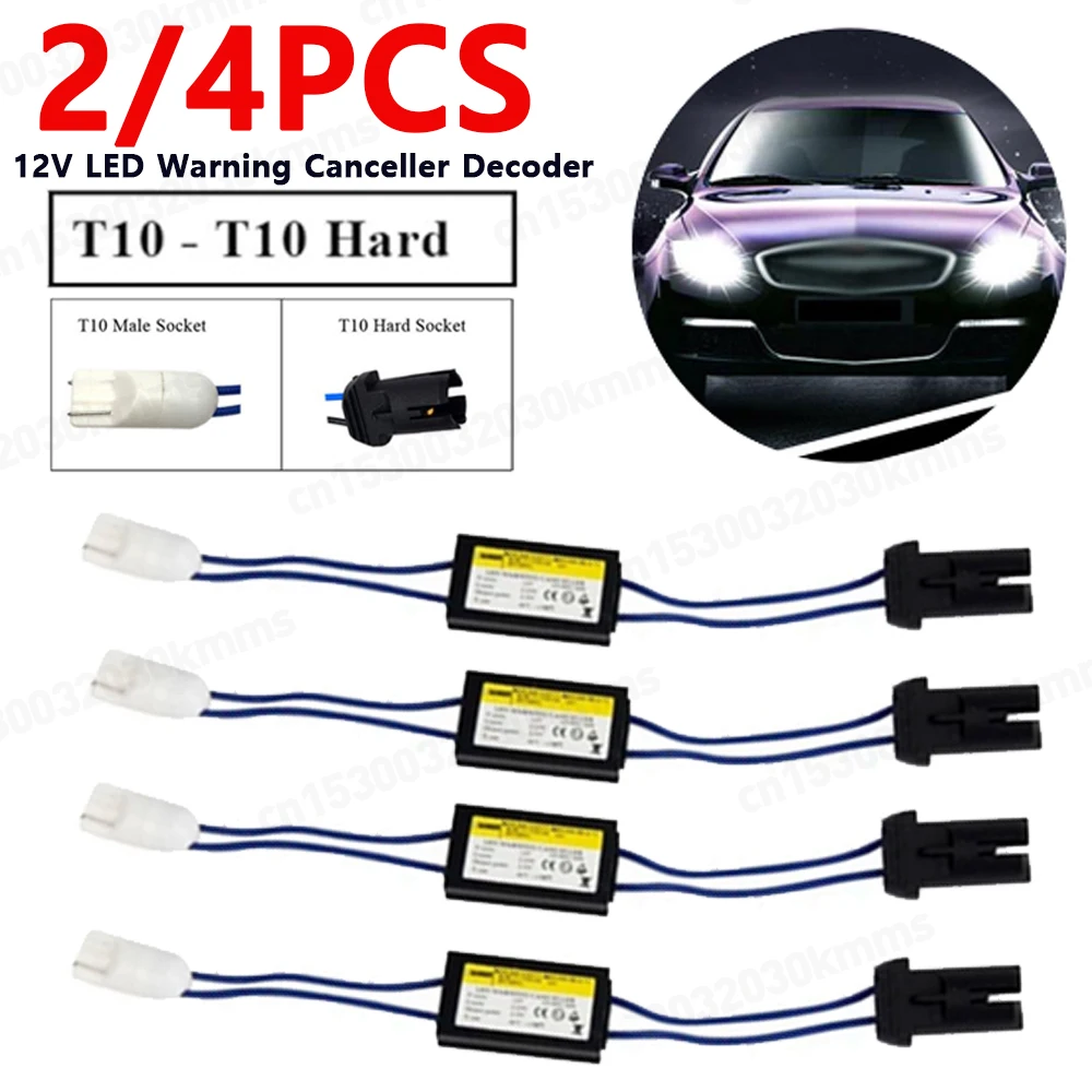 

2/4pcs T10 12V Canbus Decoder Cable Universal LED Warning Canceller Decoder 501 T 10 W5W 192 168 Car Lights Error Load Resistor