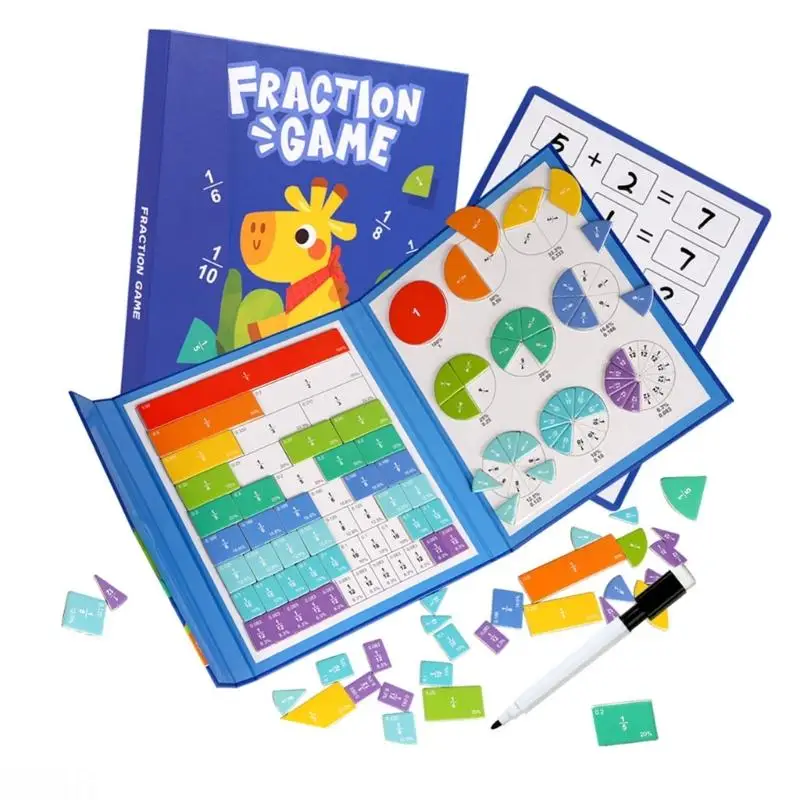 D08B Gạch phân số từ tính Vòng tròn và dải Trình diễn phân số Bộ công cụ giáo dục toán học cho giáo viên học sinh