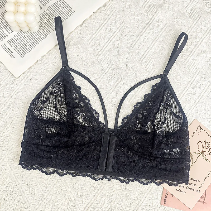 

Summer New Style Lace Sexy Front Buckle Design Without Chest Pad V-neck Hot Girl Inner Sleeveless Backless Sexy Female Lingerie
