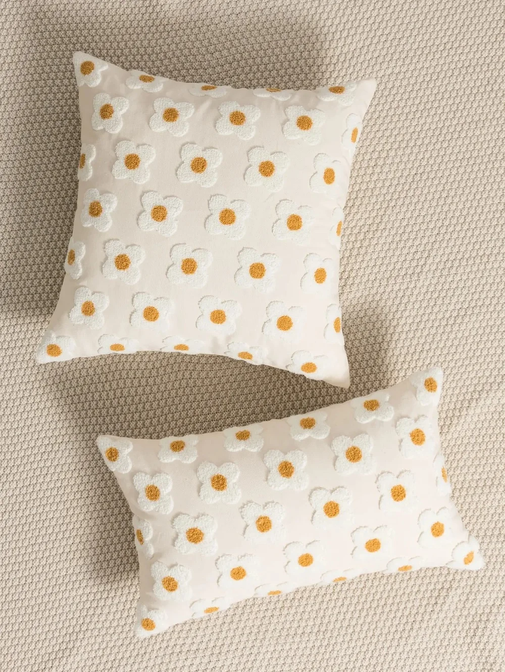 Frische ländliche weiße Blume Kissenbezug pastoralen Stil Wohnzimmer Sofa Kissen Taille Abdeckung einfache Home dekorative Kissenbezug – Detail 1