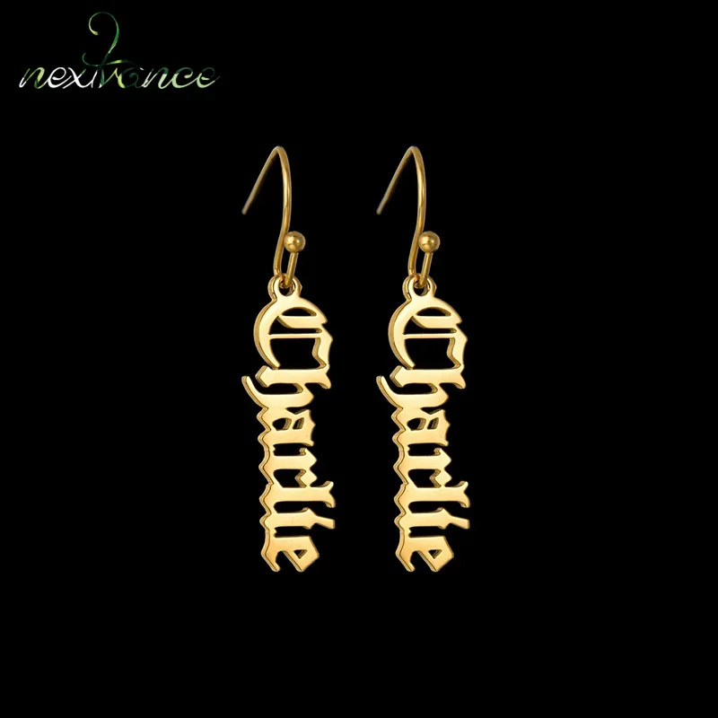 

Nextvance Ear Drop Customized Name Earrings Stainless Steel Personalized Gold Color For Women Lover Creativity Jewelry Gifts