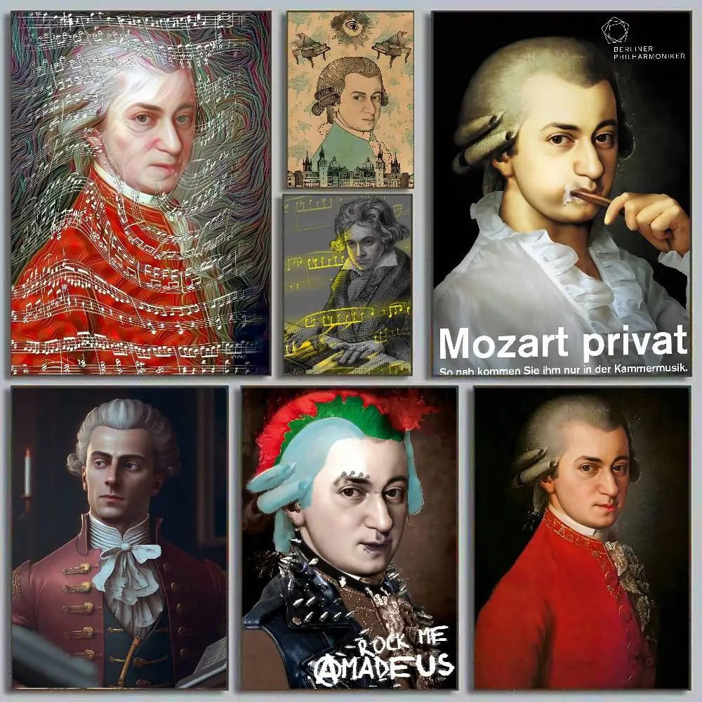 ملصق فني من Wolfgang Amadeus Mozart مع مطبوعات لتزيين غرفة النوم وغرفة المعيشة في المنزل #1