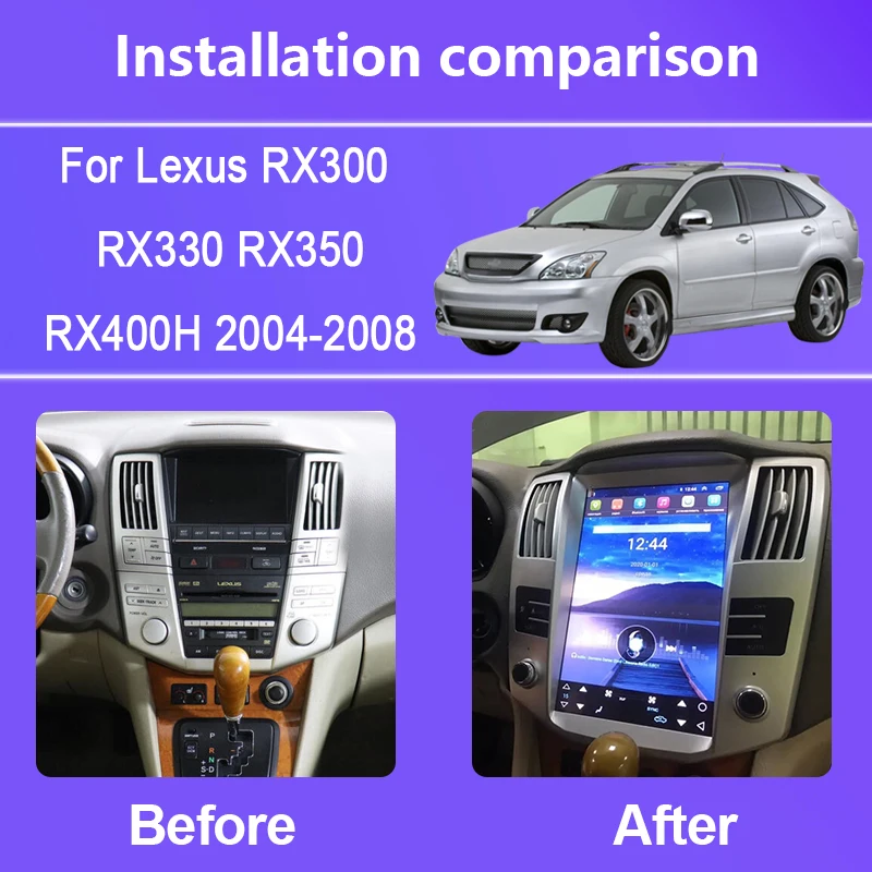 12.8 Inch For Lexus RX300 RX330 RX350 RX400H 2004-2008 Android 14 Car Radio Player Navigation GPS Octa-core Radio Multimedia 4G