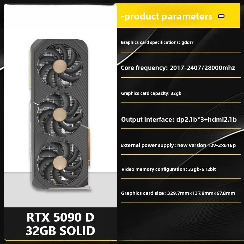 RTX 5090 D 32GB AI accelerated computer graphics card