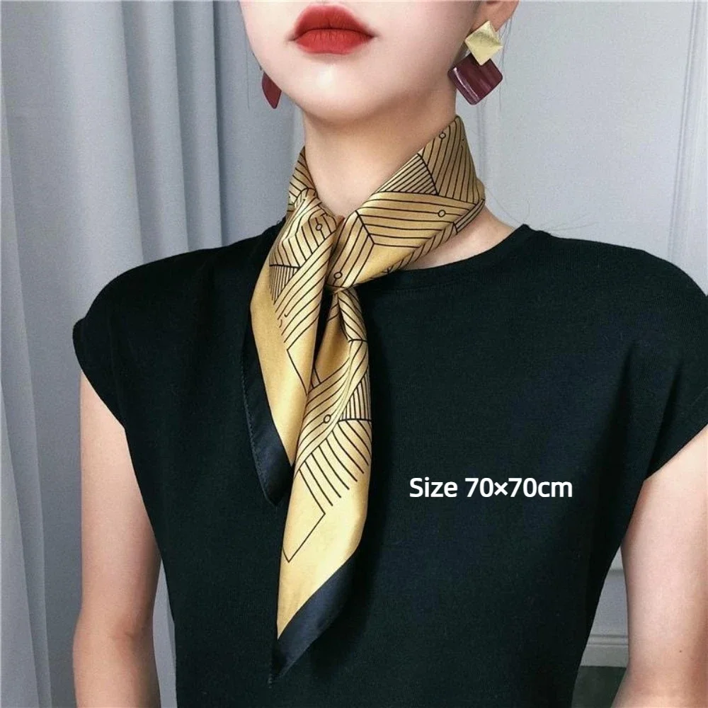 خمر 70 × 70 سنتيمتر المرأة وشاح حريري صغير الساتان كل مباراة طباعة التفاف الحجاب مربع غاسل الشعر رابطة عنق وشاح