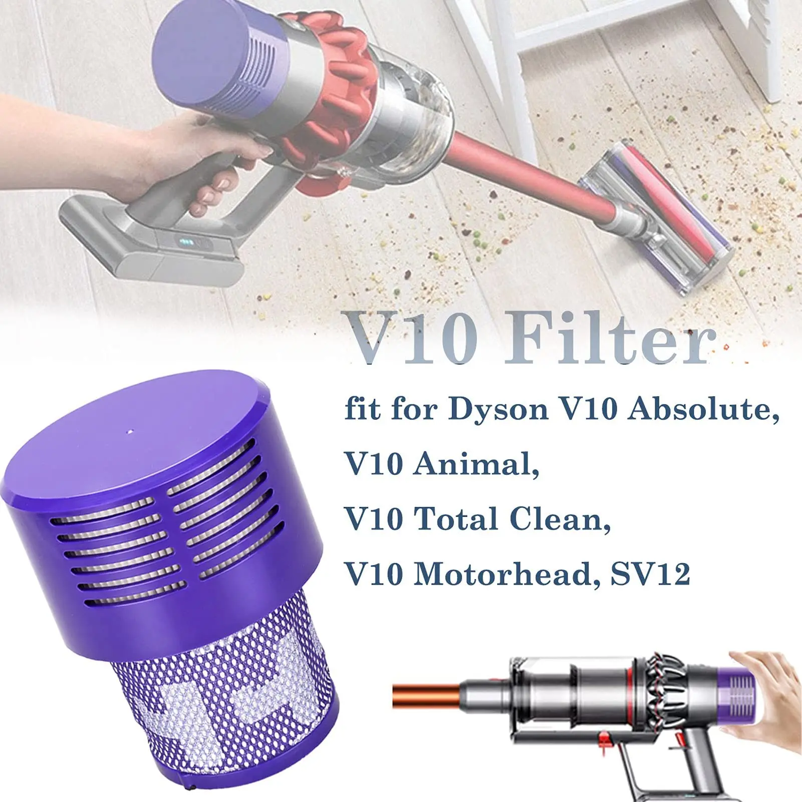 Filtr Hepa do filtru Filtro Dyson V10 Sv12 cyklon zwierzę całkowicie czyste, bezprzewodowy odkurzacz zastąpić filtr gospodarstwa domowego