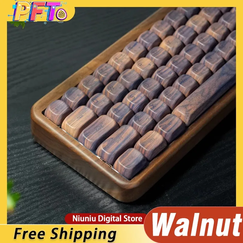 

Механическая клавиатура MiFuny Walnut, 64 клавиши, пользовательские трехрежимные RGB, беспроводная горячая замена, киберспортивная клавиатура, линейные переключатели, аксессуары для ПК