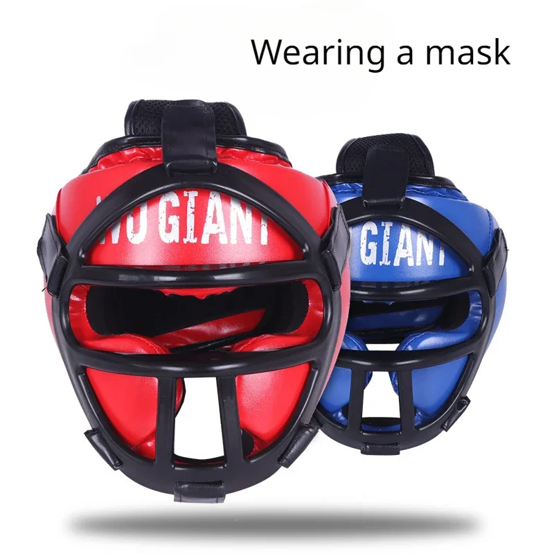 Sanda Boxing Helmet Indoor and Outdoor Practical Competition Boxing Thai Boxing Adult and Child Face Protection Thickened Mask