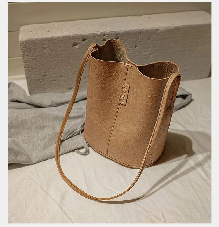 New bucket bag pleated large capacity shopping bag 2022 Korean version of single shoulder bag