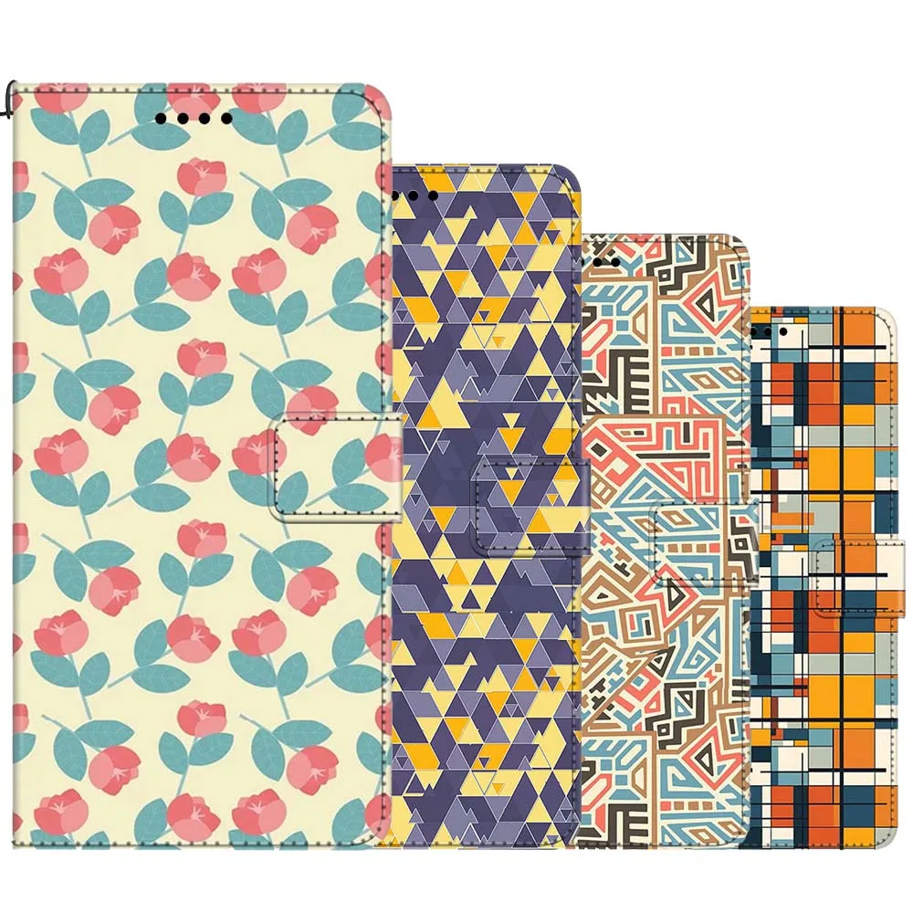 Luxury 3D Geometric Leather Cover For Samsung Galaxy A36 A26 A56 A16 Wallet Phone Cases Love Painted Card Holders Stand Bags