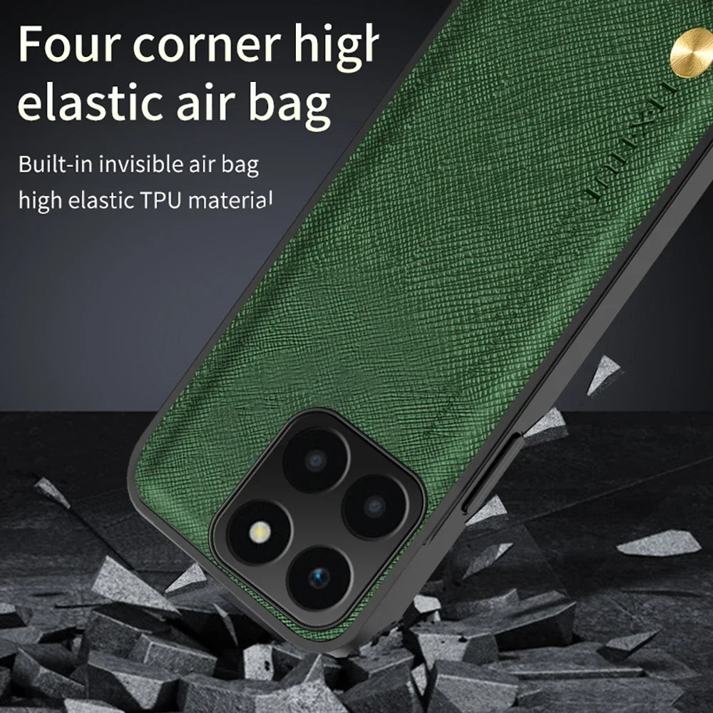 Funda protectora de cámara de cuero cruzado para Honor X6a, Honor X6a, Honer X, 6A, X6, A, 4G, WDY-LX1, soporte magnético, Funda trasera dura