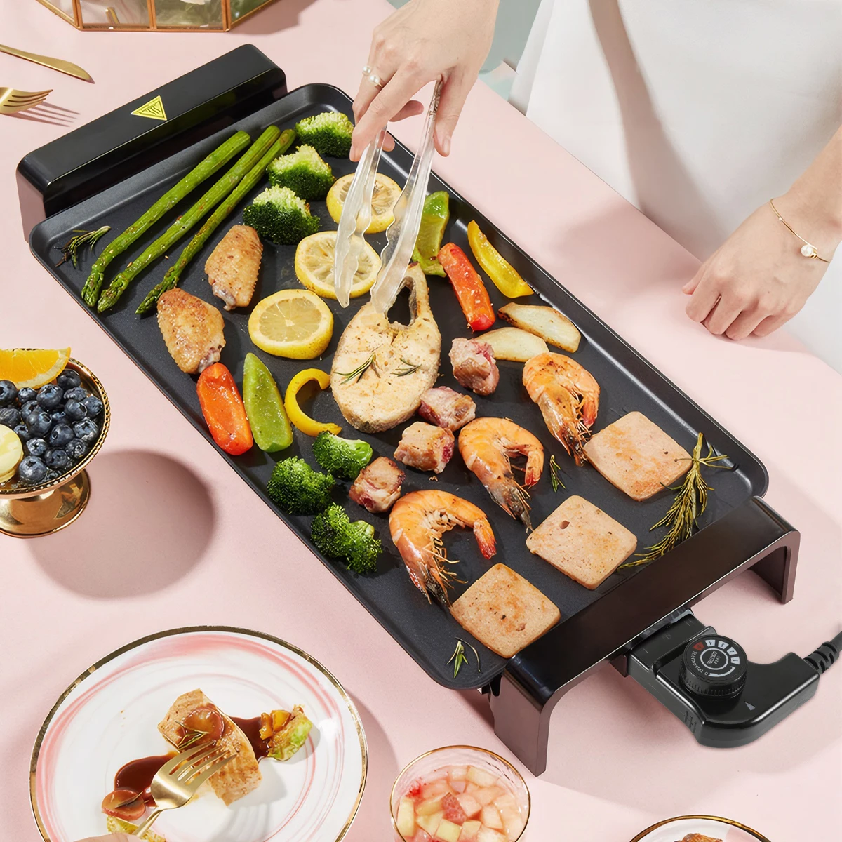 Cable de alimentación eléctrico para bandeja para hornear carne, cable de alimentación de temperatura ajustable estándar europeo, enchufe eléctrico para bandeja para hornear