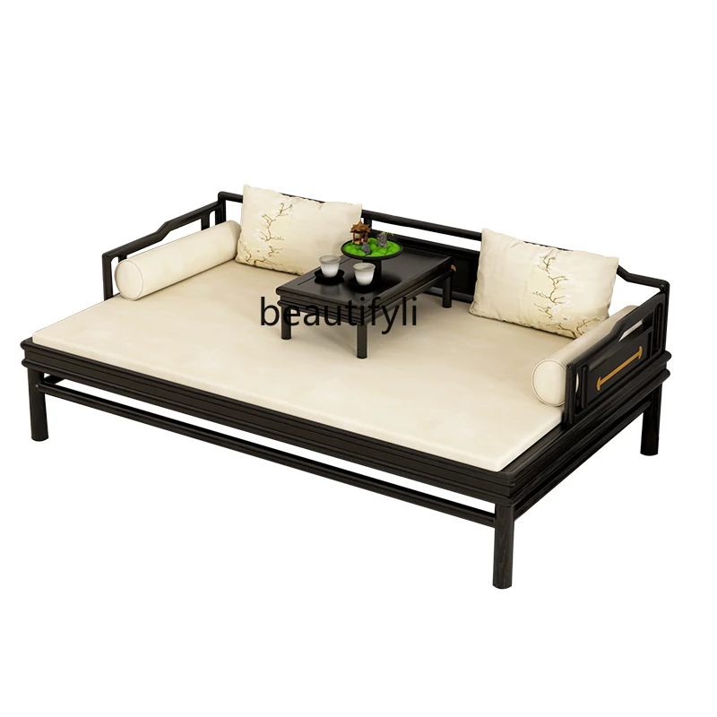 

New Chinese solid wood Arhat bed Song's aesthetic chaise longue simple living room straight row sofa chair combination