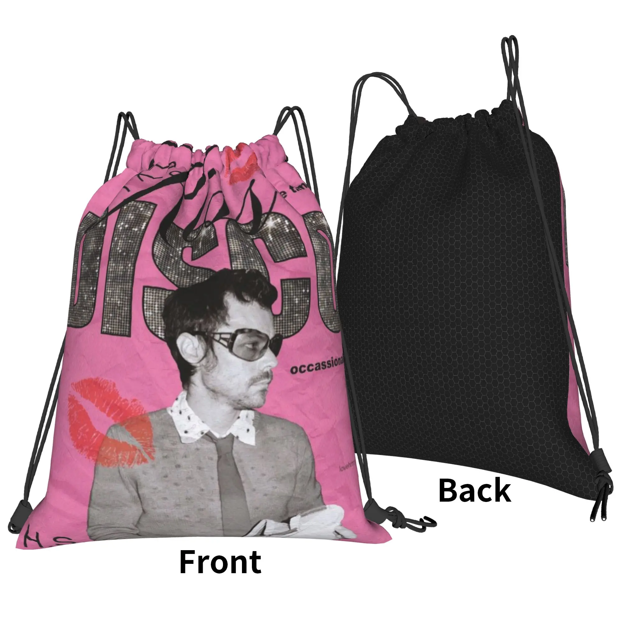 Kiss All The Time Disco Backpack Drawstring Sports Bags Harrys Music Styles String Sackpack for Working Out 36cm (W) x 43cm (H)