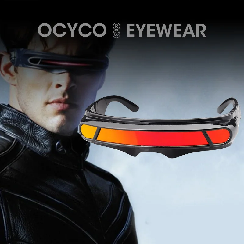 

Новинка 2023 года, поляризационные солнцезащитные очки для косплея X-men Cyclops для мужчин и женщин, материал памяти, щит, дизайнерские путешествия