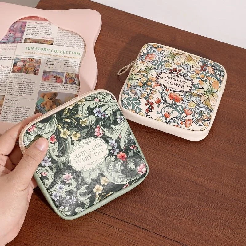 Women Girls Small Makeup Bag Coin Purse Sanitary Pad Pouch Toiletry Bag Cosmetic Bag for Gaskets Mini Pouch Cable Case